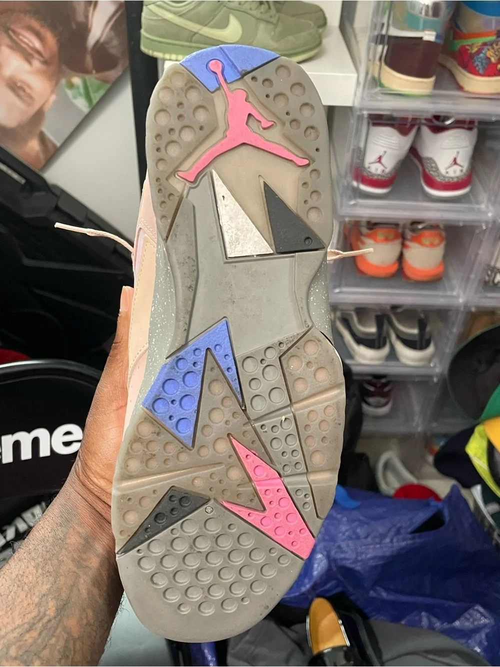 Jordan Kids Pink, Purple and Cream High-Top Basketball Sneakers